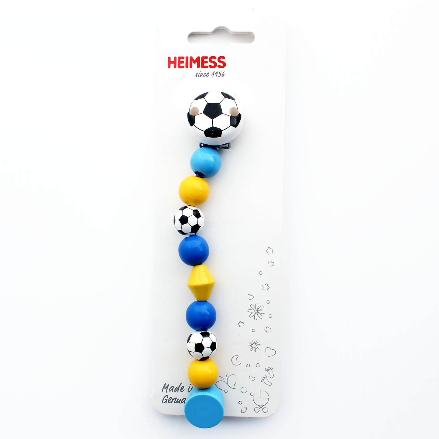 Heimess Wooden Pacifier Clip - Soother Chain Soccer
