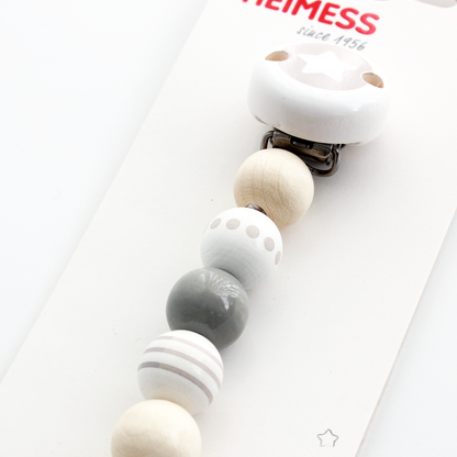 Heimess Wooden Pacifier Clip - Soother Chain Star Grey