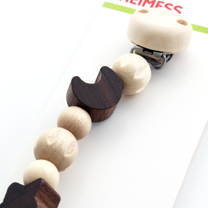 Heimess Wooden Pacifier Clip - Soother Chain Moon and Star
