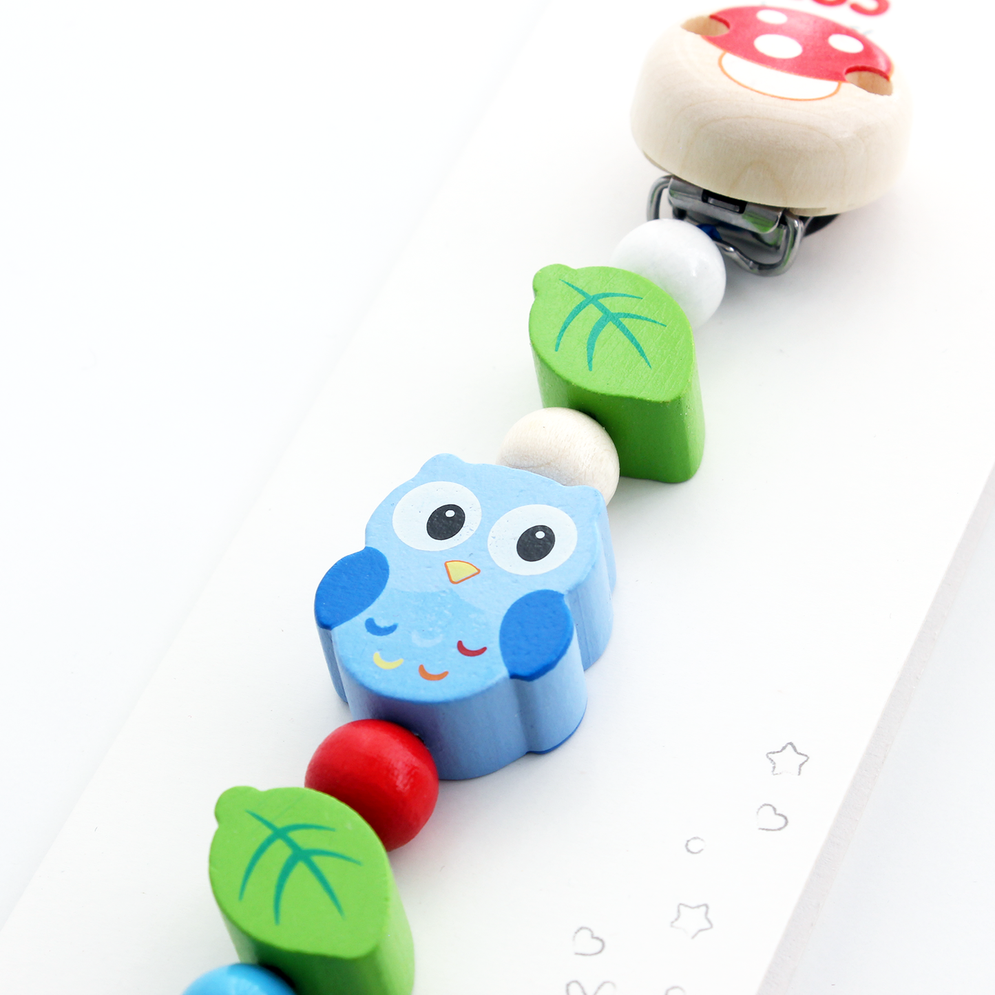 Heimess Wooden Pacifier Clips - Soother Chain Owl
