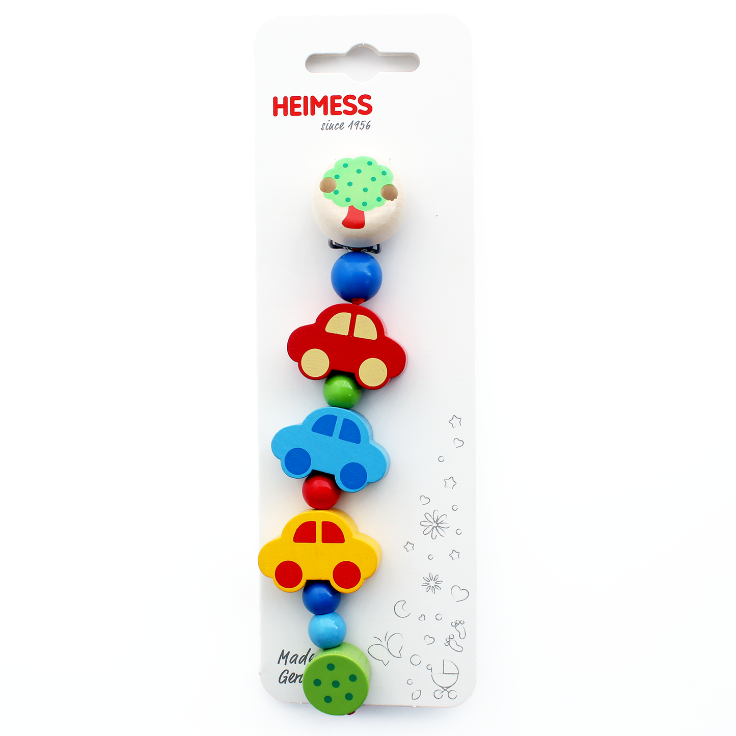 Heimess Wooden Pacifier Clips - Soother Chain Cars