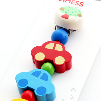 Heimess Wooden Pacifier Clips - Soother Chain Cars
