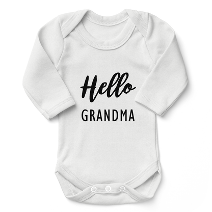 Endanzoo Pregnancy Announcement Baby Reveal Organic Baby Bodysuit - Hello Grandma