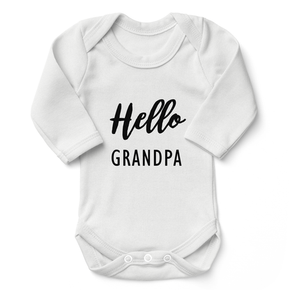 Endanzoo Pregnancy Announcement Baby Reveal Organic Baby Bodysuit - Hello Grandpa