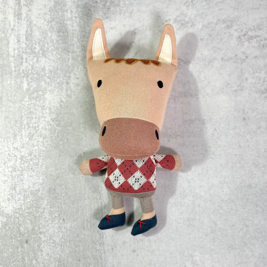 Viverano Organic Cotton Fine Knit Stuffed Animal Toy - Jordan Horse (Natural)