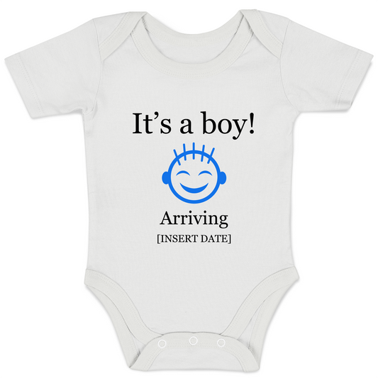 [Personalized] Endanzoo Gender Baby Reveal Organic Baby Bodysuit - It's a BOY