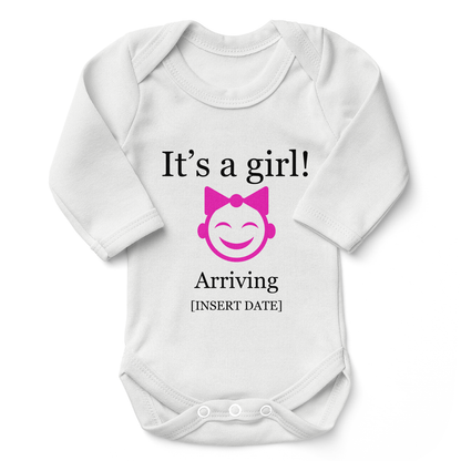 [Personalized] Endanzoo Gender Baby Reveal Organic Baby Bodysuit - It's a GIRL