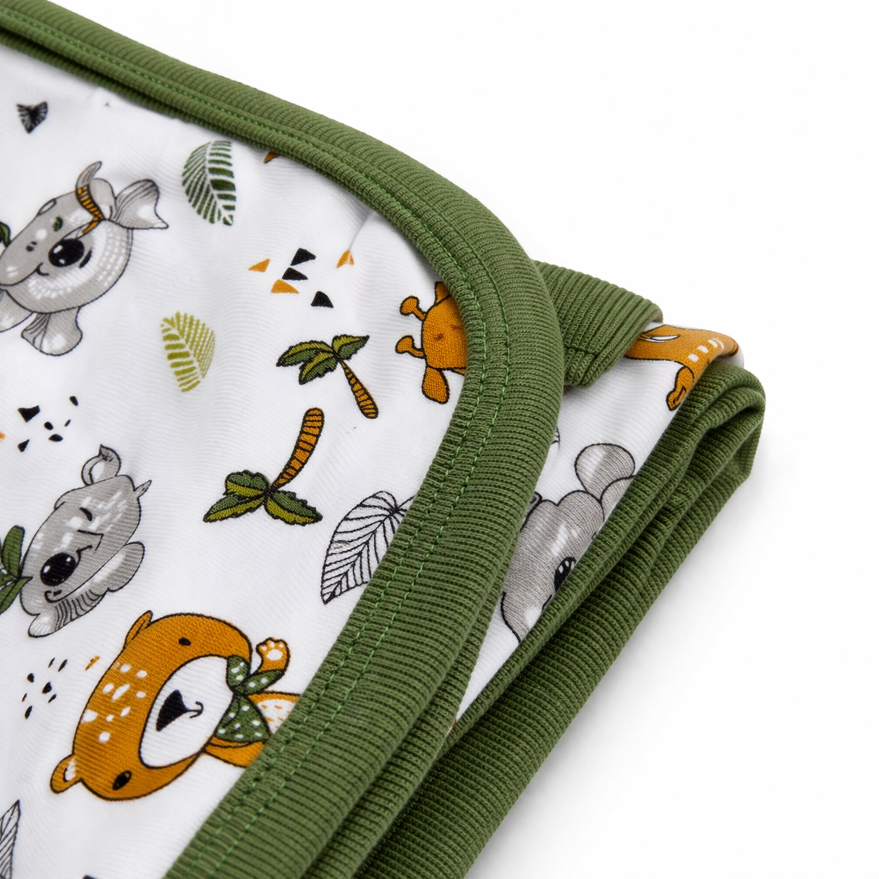 Wrapped with Endanzoo Organic Baby Swaddle Blanket - Jungle Cuties