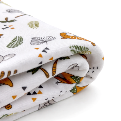 Wrapped with Endanzoo Organic Baby Swaddle Blanket - Jungle Cuties