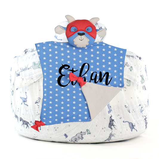 Wrapped with Muslin Swaddle Blanket (Jungle Friends) + Blankie Toy (Super Go T)