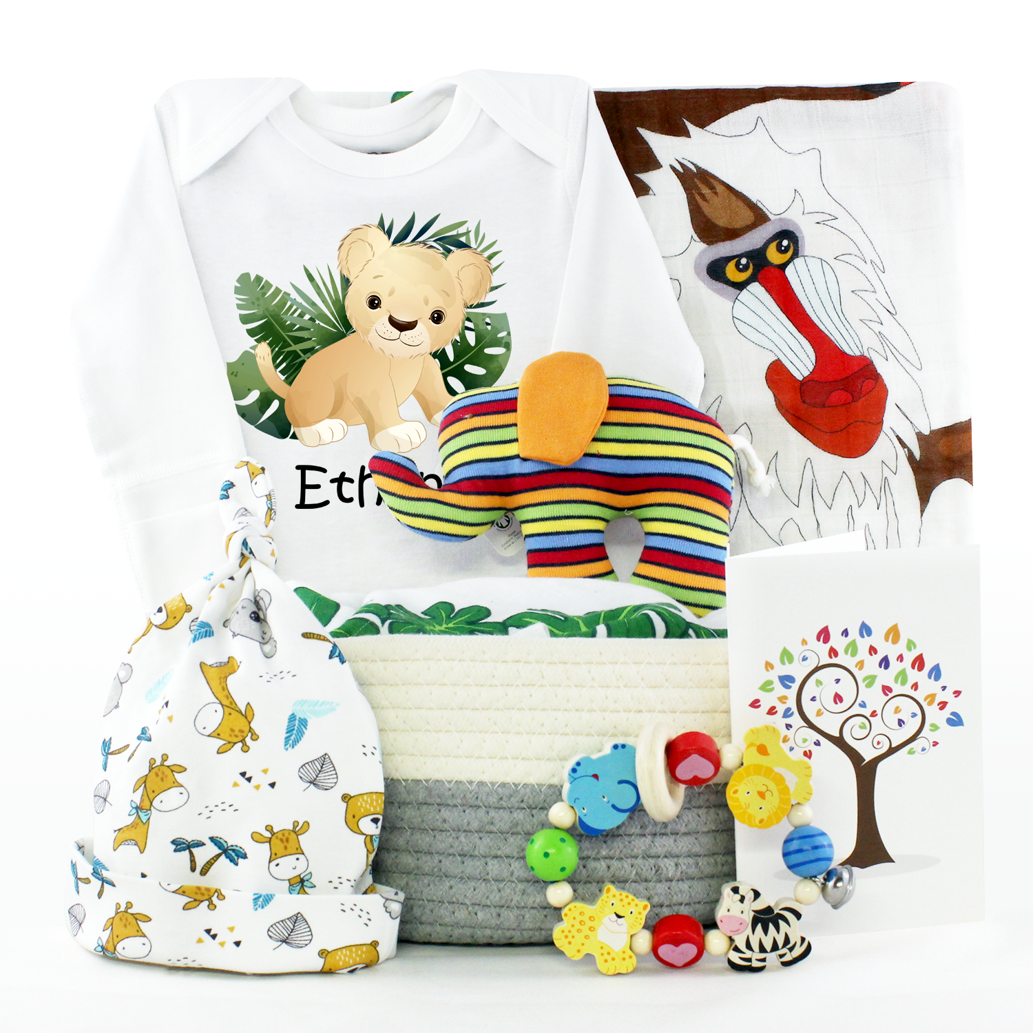 Zeronto Baby Gift Basket - King of the Crib and Jungle Friends