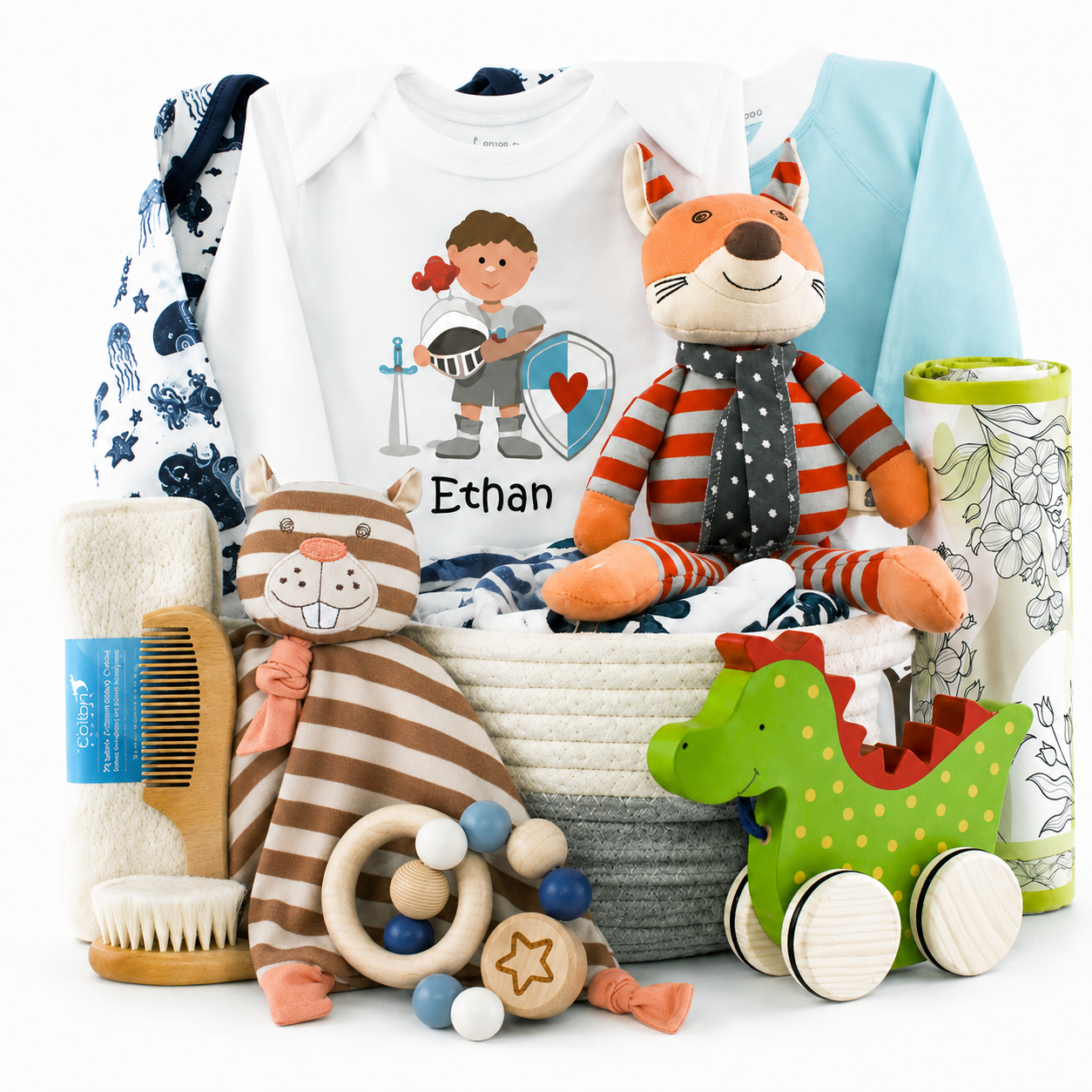 Zeronto Baby Boy Gift Basket - The Knight Has Arrived