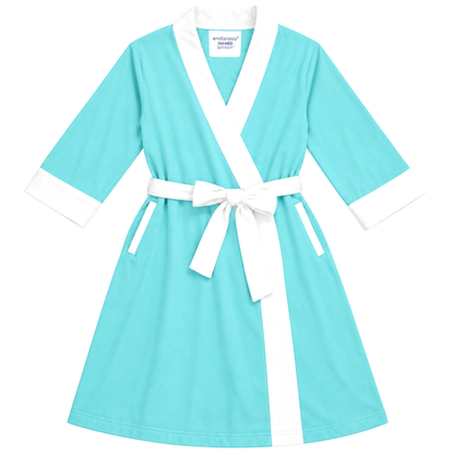 Endanzoo Organic Cotton Maternity Robe For Mom - Aqua