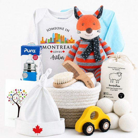 Zeronto Baby Boy Gift Basket - Someone in Montreal Loves Baby Boy