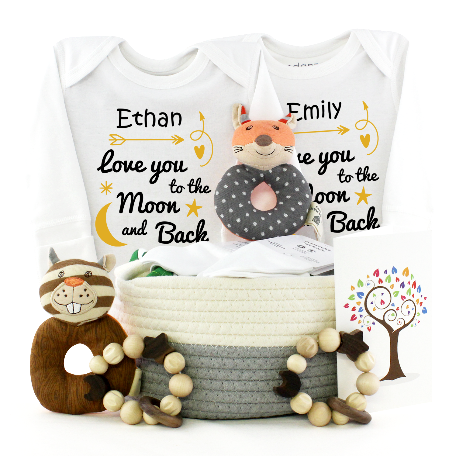 Zeronto Twin Baby Gift Box - Love You To The Moon & Back