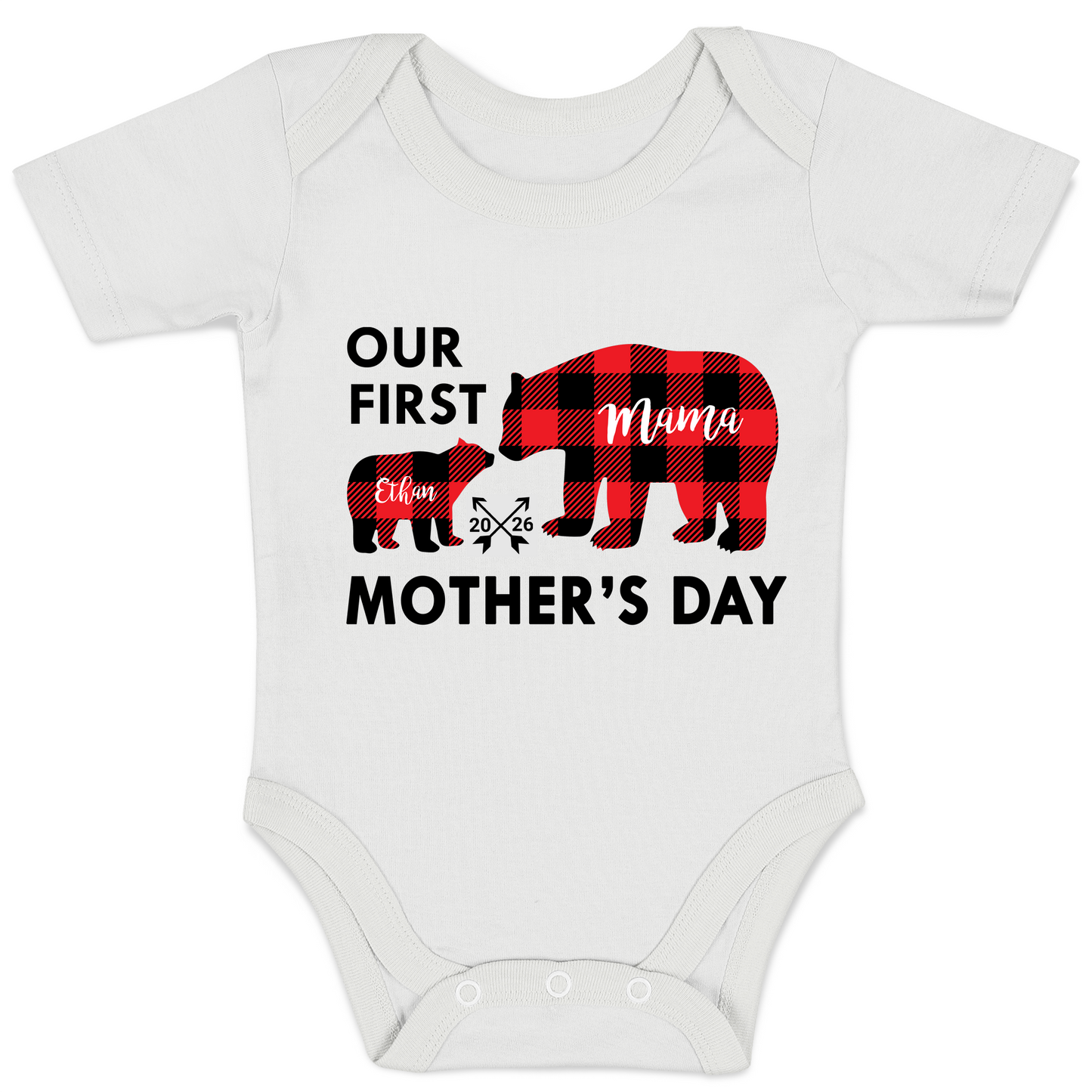 Endanzoo Personalized Matching Mom & Baby Organic Outfits - First Mother's Day 2026 (White)