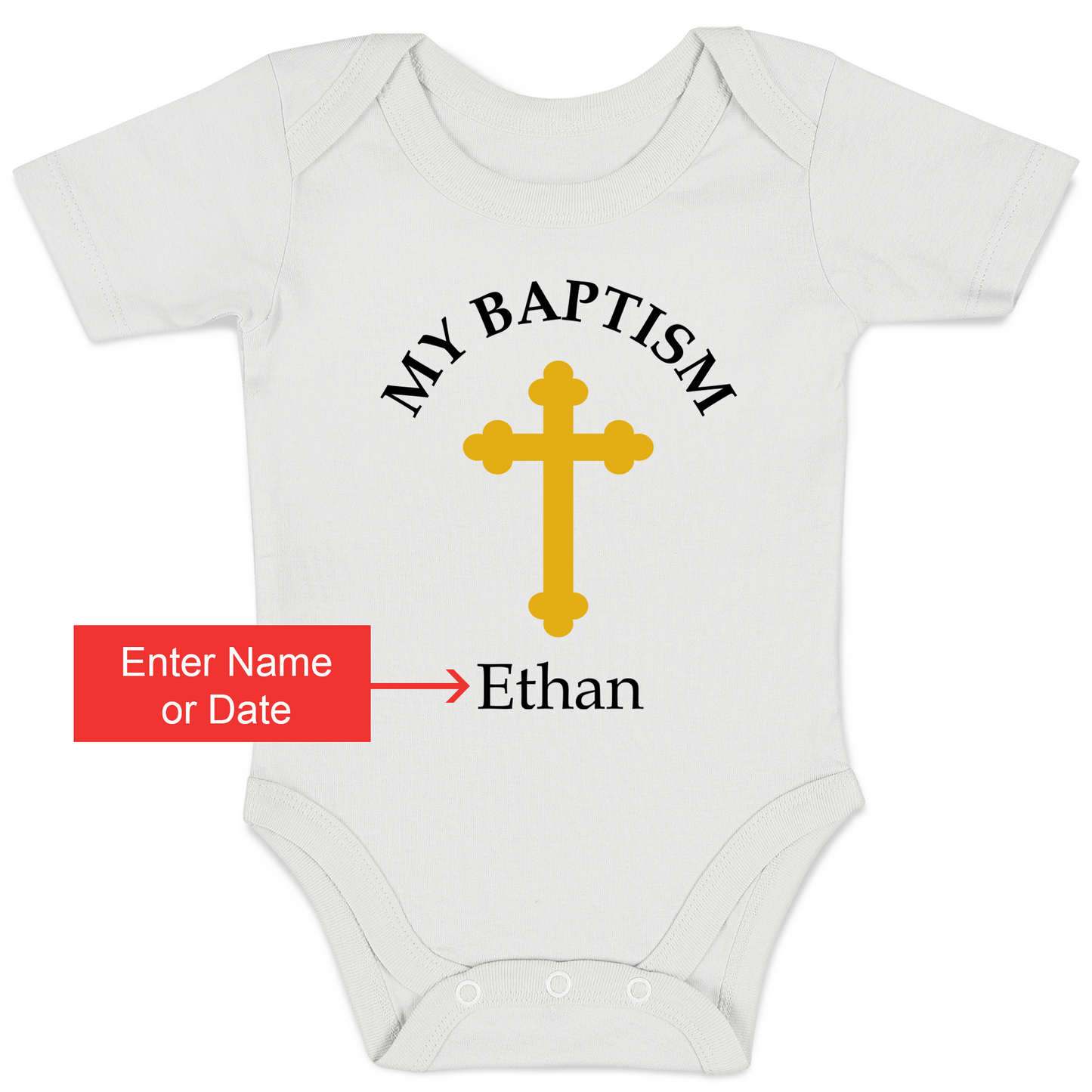 [Personalized] Endanzoo Organic Baby Bodysuit - My Baptism / Christening Day (White)