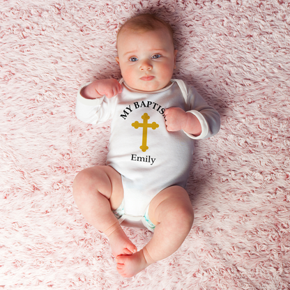 [Personalized] Endanzoo Organic Baby Bodysuit - My Baptism / Christening Day (White)