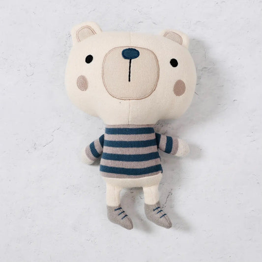 Viverano Organic Cotton Fine Knit Stuffed Animal Toy - Frankie Bear (Natural)