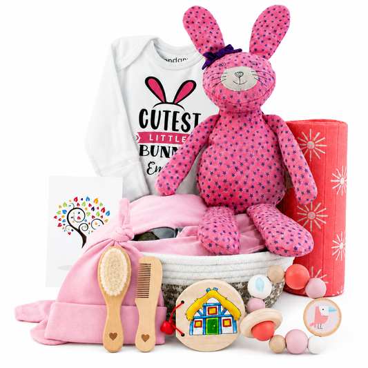 Zeronto Baby Girl Gift Basket - Pink Bunny