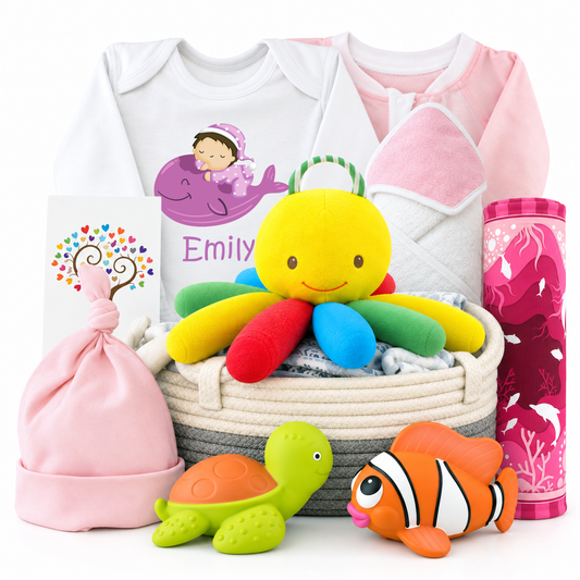 Zeronto Baby Girl Gift Basket - Beautiful Pink Ocean