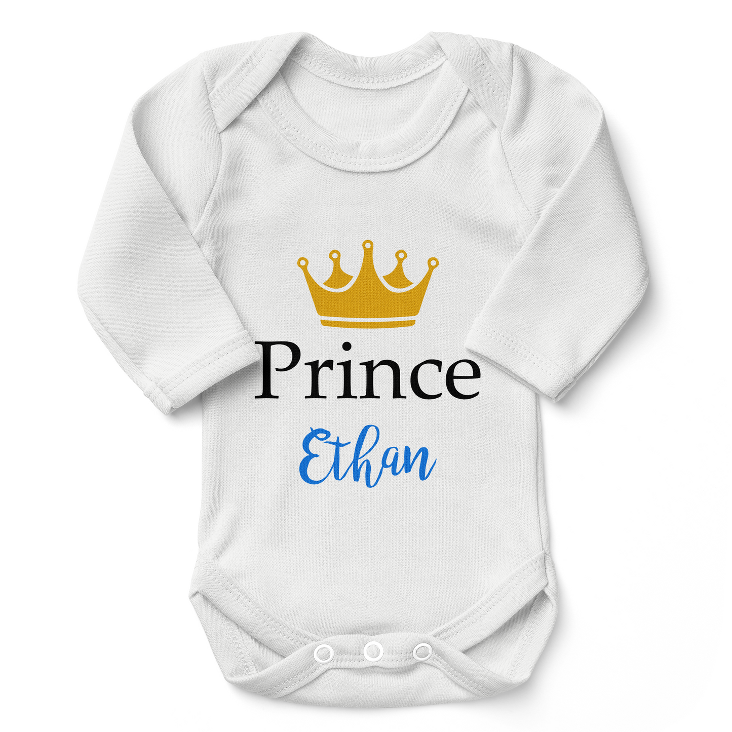 Personalized Organic Baby Bodysuit - Prince (White)