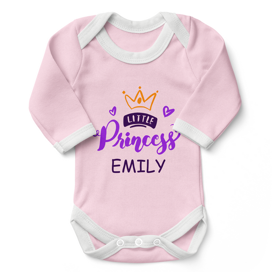 Personalized Organic Baby Bodysuit - Princess (Pink)