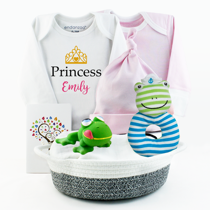 Zeronto Baby Girl Gift Basket - Princess & Skippy Frog