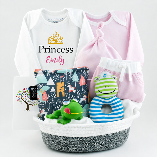 Zeronto Baby Girl Gift Basket - Princess & Skippy Frog