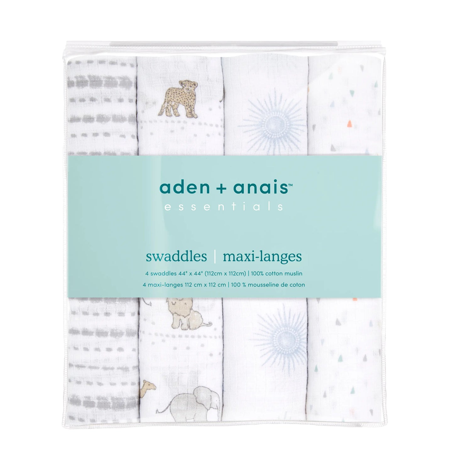 Aden Anais Essential Cotton Muslin Swaddle Blankets - Sunshine (4-Pack)