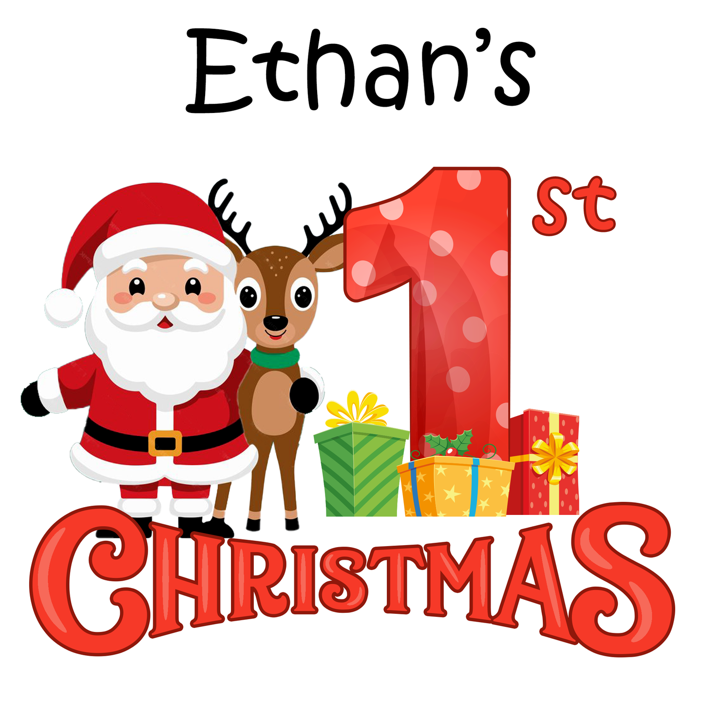 [Personalized] Endanzoo Organic Long Sleeve Baby Bodysuit for Boy or Girl - First Christmas 2025 Santa Claus