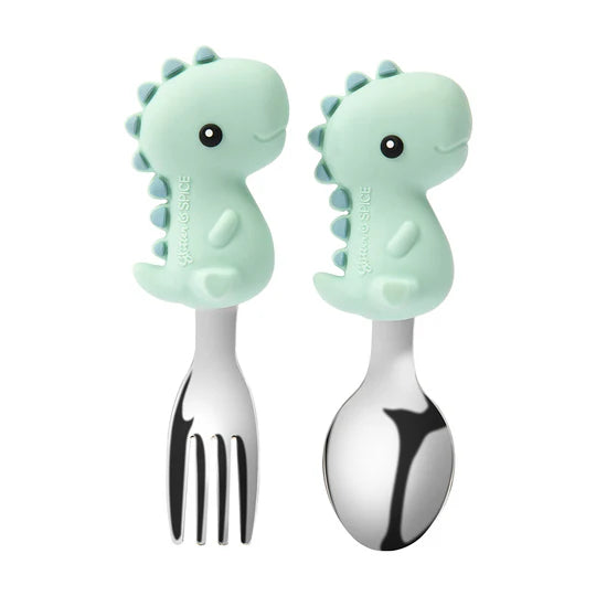 Glitter & Spice Learn To Eat Fork and Spoon Set  (T - Rex)