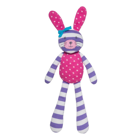 Organic Farm Buddies Organic Plush Toy - Spring Bunny Mini (Purple Stripe & Pink Polka Dots)