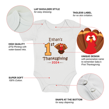 [Personalized] Endanzoo Organic Baby Bodysuit - First Thanksgiving 2024