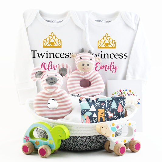 Zeronto Twin Baby Girl Gift Basket - Little Twincess