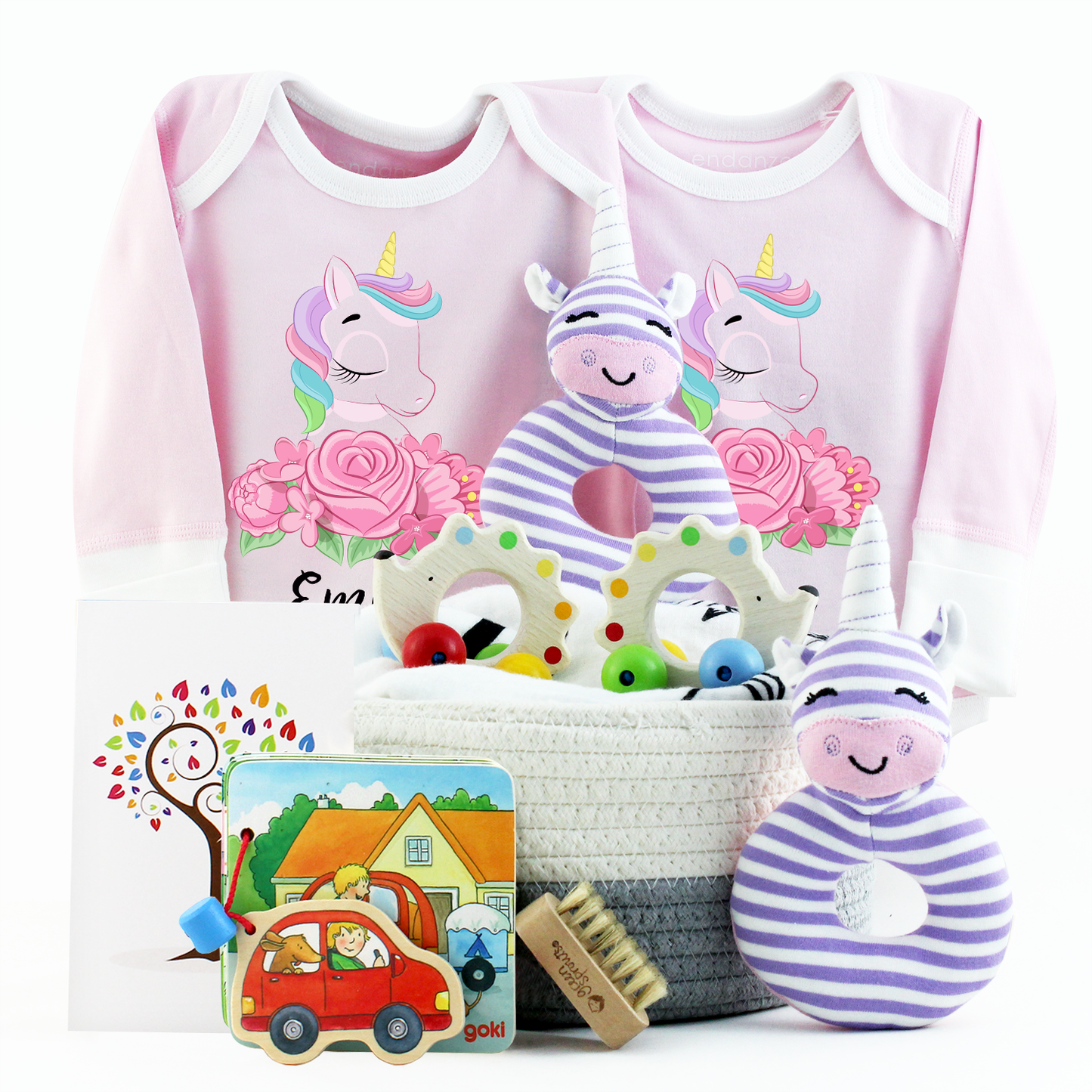 Zeronto Twin Baby Girl Gift Basket - Little Unicorn Princesses