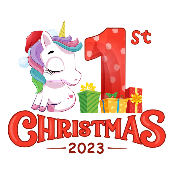 [Personalized] Endanzoo Organic Long Sleeve Baby Bodysuit - First Christmas 2023 Unicorn Girl
