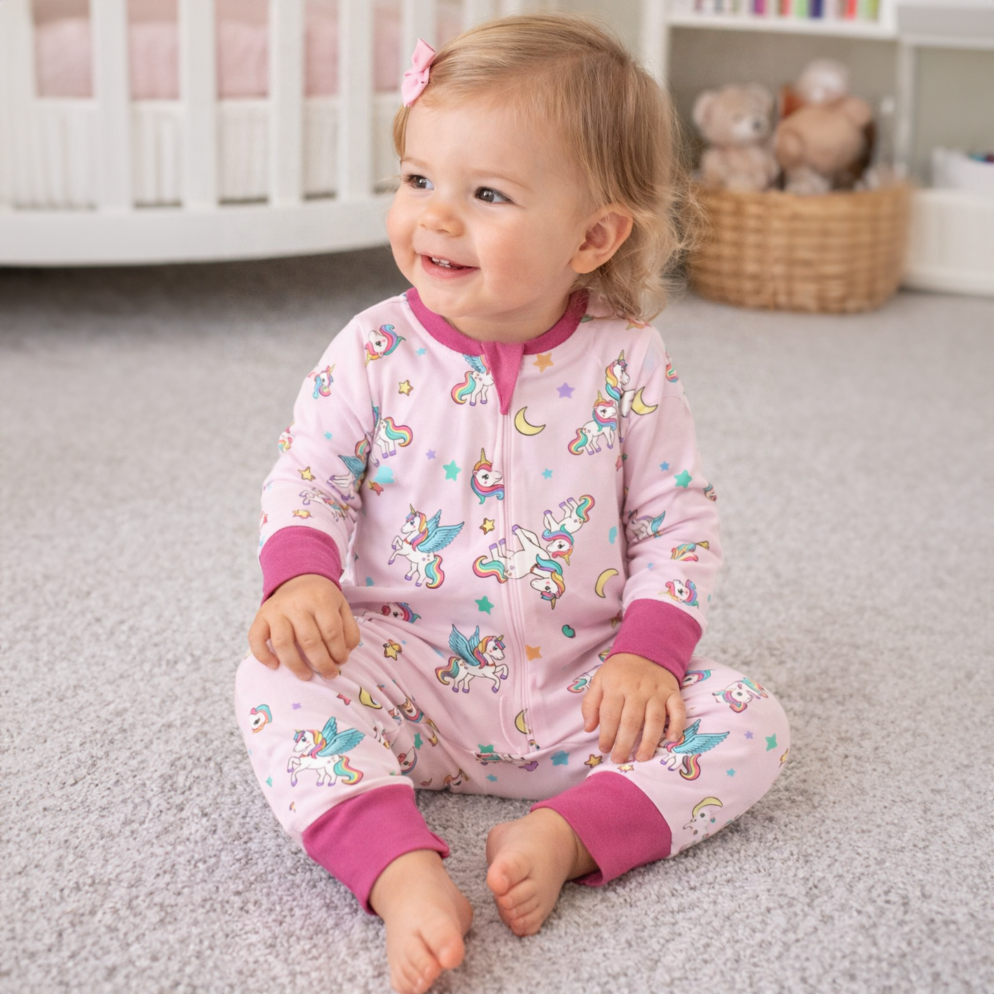 Endanzoo Organic Double Zippered Romper - Rainbow Unicorns