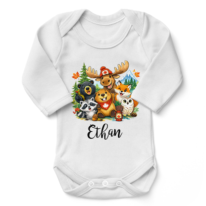 [Personalized] Endanzoo Organic Baby Bodysuit - Maple Forest Friends