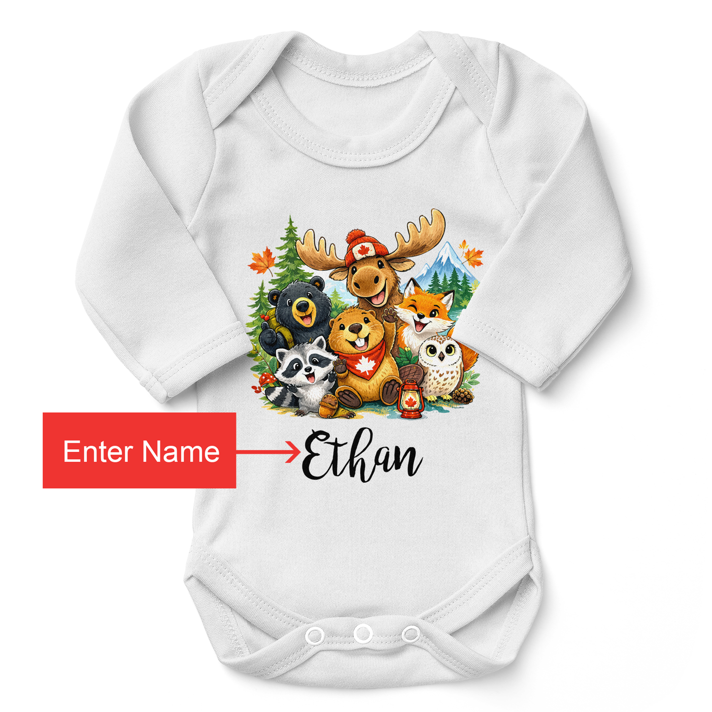 [Personalized] Endanzoo Organic Baby Bodysuit - Maple Forest Friends