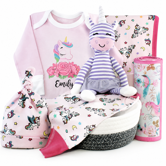 Zeronto Baby Girl Gift Basket - Mystical Unicorns