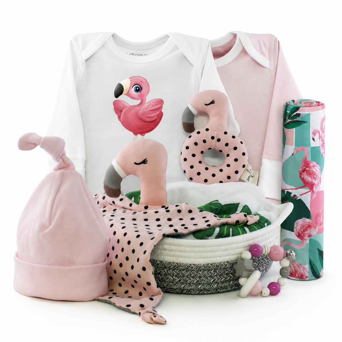 Zeronto Baby Girl Gift Basket - Beautiful Pink Flamingo