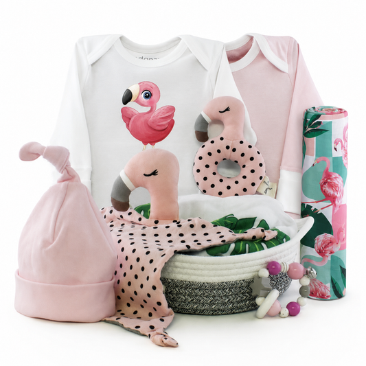 Zeronto Baby Girl Gift Basket - Beautiful Pink Flamingo