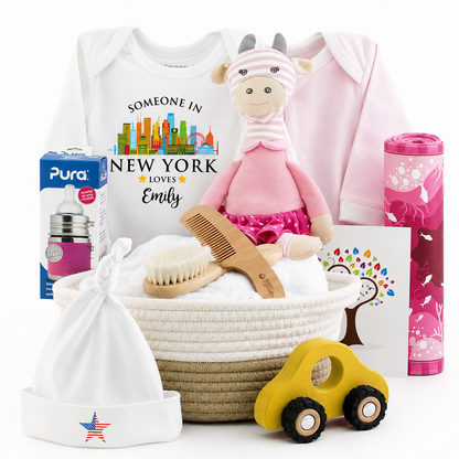 Zeronto Baby Girl Gift Basket - Someone in New York Loves Baby Girl