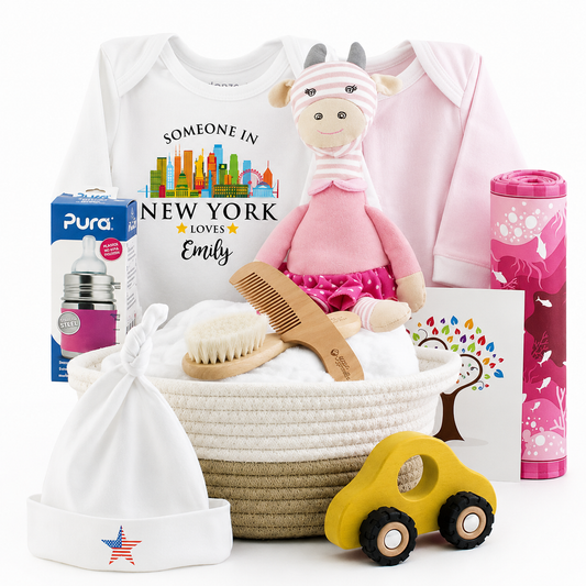 Zeronto Baby Girl Gift Basket - Someone in New York Loves Baby Girl