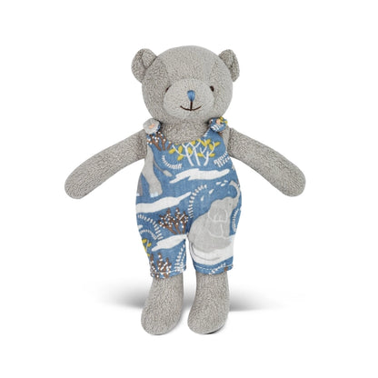 Apple Park Organic Cotton Plush Toy - Little Grey Bear with Safari Party Outfit
