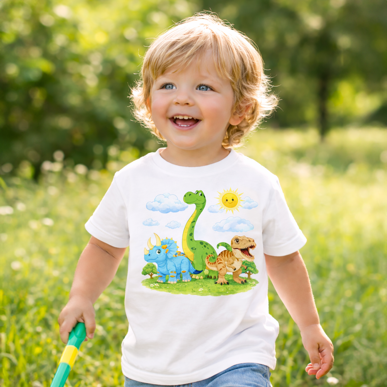 Sunny Dino Friends Organic Kids Tee Shirt