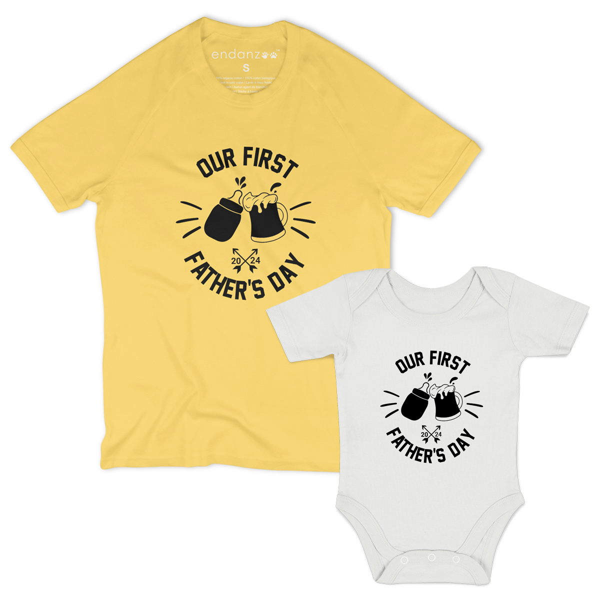Matching Dad & Baby Organic Outfits - First Father's Day (Drinking Buddies)