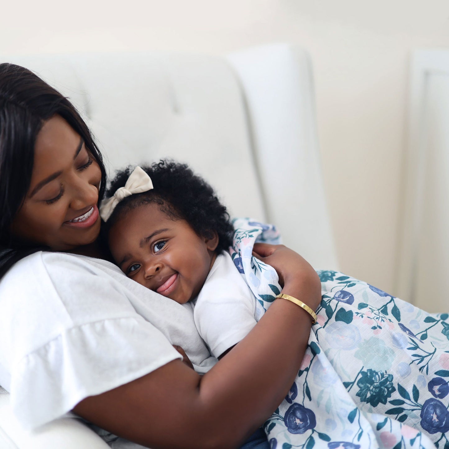 Aden Anais Essential Cotton Swaddles - Flowers Bloom - Purple Floral