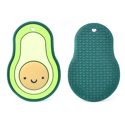 Glitter & Spice Whistle and Flute Avocado Silicone Teether with Clip (Dark Green)